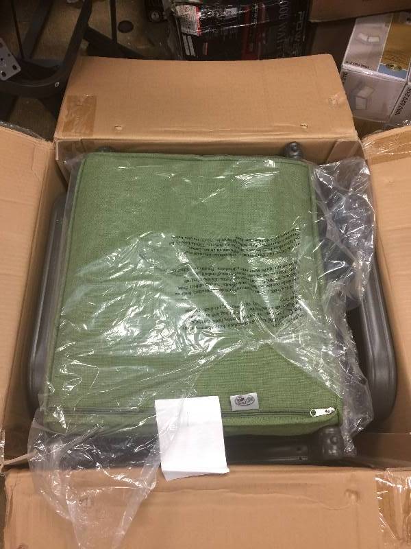 lot 6 image: Hampton Bay Pembrey Patio Ottomans with Moss Cushions (2-Pack) Model # HD14202 open box never used