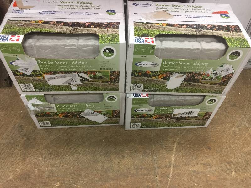 lot 12 image: Lot of 4  Suncast Border Stone 10 ft. (12 in. Sections) Resin Border Edging open box never used