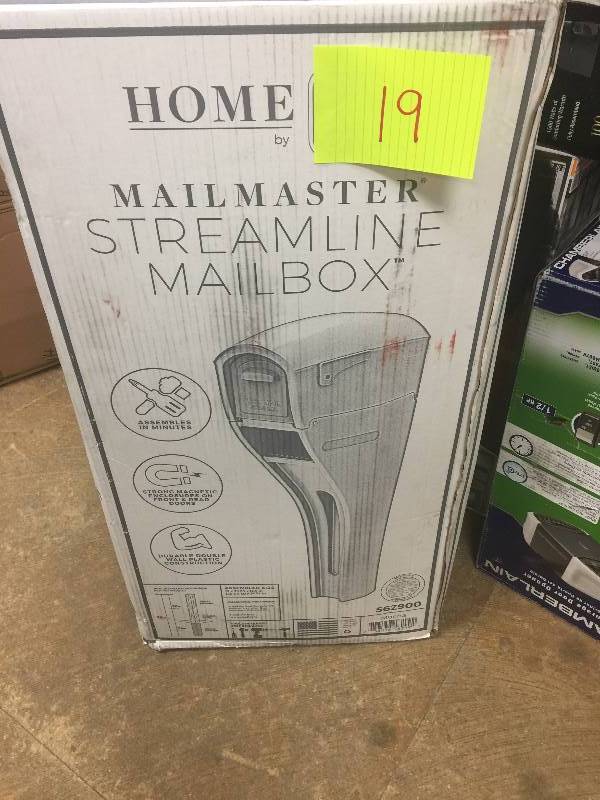 lot 19 image: Step2 Mail Master Streamline Mocha OverPost Mounted Plastic Mailbox Model#  562900  open box never used