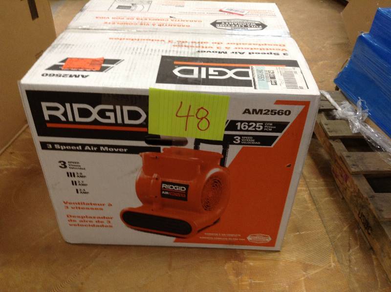 lot 48 image: RIDGID 1625 CFM Air Mover Model # AM2560 open box never used