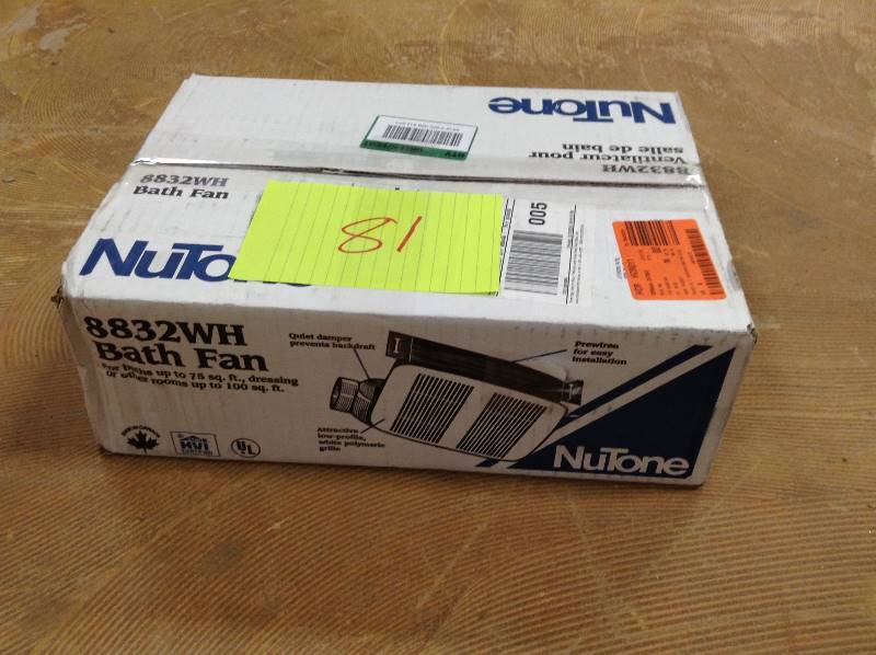 lot 81 image: NuTone 80 CFM Ceiling Exhaust Fan open box never used