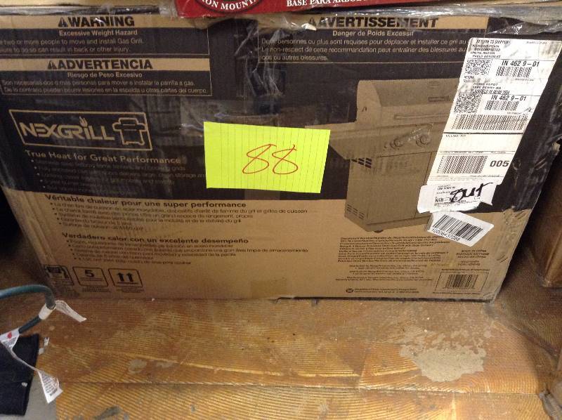 lot 88 image: Nexgrill 4-Burner Propane Gas Grill in Stainless Steel with Side Burner Model # 720-0830H open box never used