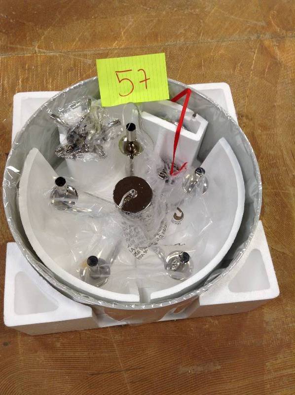 lot 57 image: Home Decorators Collection 5-Light Polished Nickel Chandelier missing 