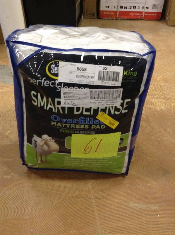 lot 61 image: Serta Smart Defense Overfilled Mattress Pad (King)
