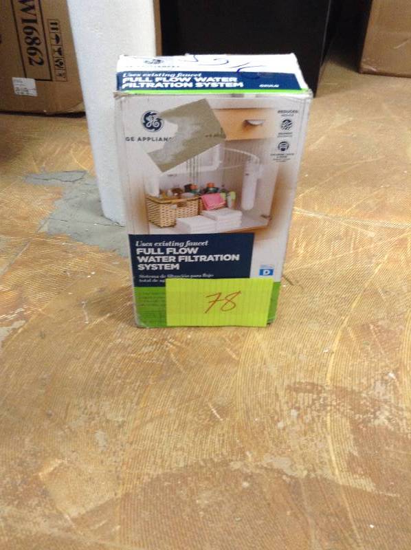 lot 78 image: GE Full Flow Water Filtration System Model # GXULQ open box never used