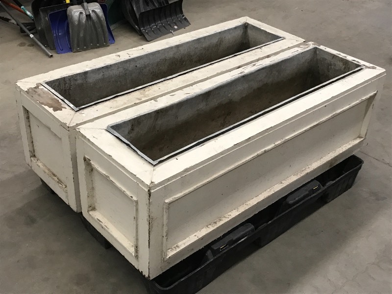 lot 48 image: (2) Unique Vintage Wooden Planter B...