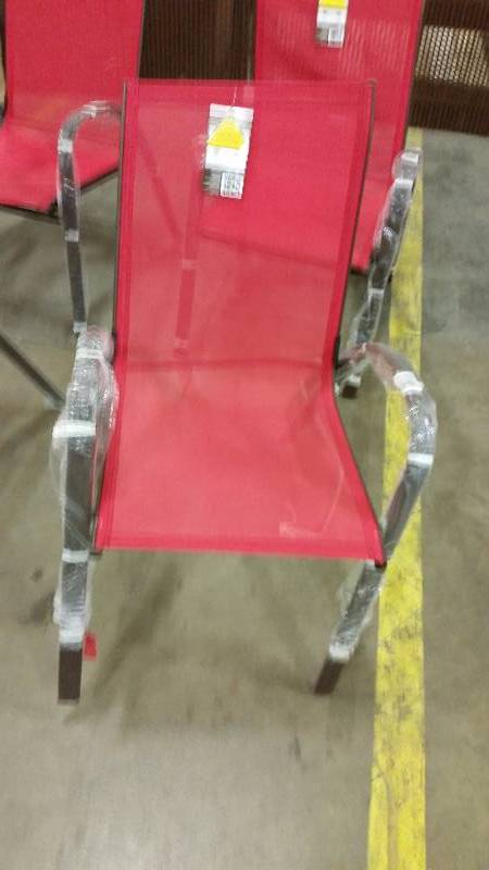 lot 22 image: 4 Red Sling Novona Patio Chairs