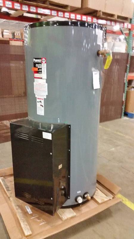 lot 50 image: Perfect Fit 120 gal electric commercial water heater.