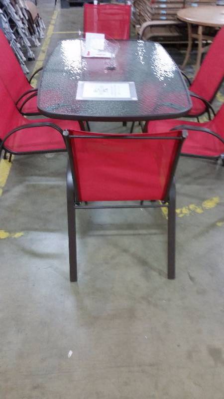 lot 57 image: Novona 7 piece patio set (red)