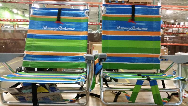 lot 85 image: (2) Tommy Bahama backpack beach chair (striped)
