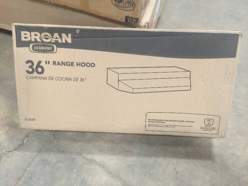 lot 15 image: Broan 41000 Series 36 in. Non-Vented Range Hood in White open box never used