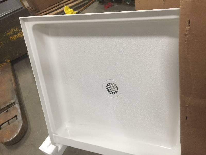lot 16 image: Swanstone R-3232-010 32-Inch by 32-Inch by 5-12-Inch Single Threshold Shower Floor, White Finish  open box never used