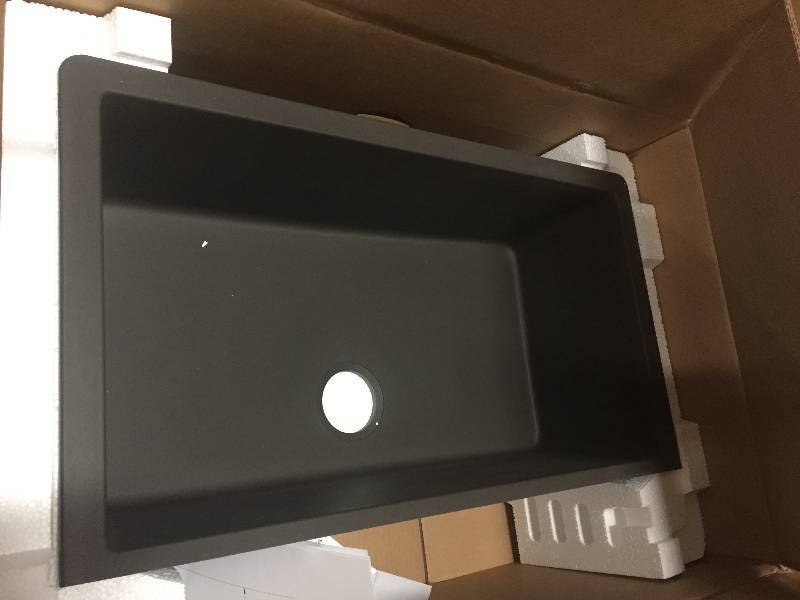 lot 28 image: Elkay ELGRU13322MC0 Quartz Classic 33 x 18.4375 x 9.4375 Single Bowl Undermount Kitchen Sink, Mocha  open box never used
