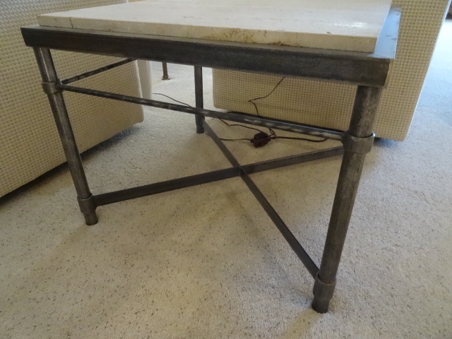 Heavy metal frame end table with st...