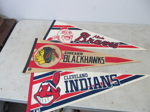 lot 30 image: 3 Vintage Sports Pennants