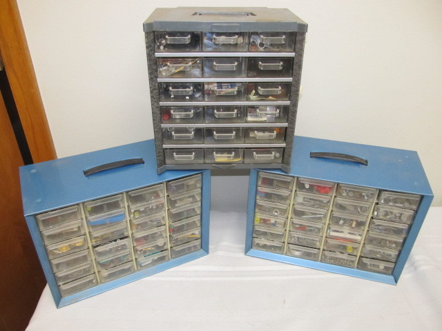 lot 49 image: 3 FULL HardwareParts Cabinets
