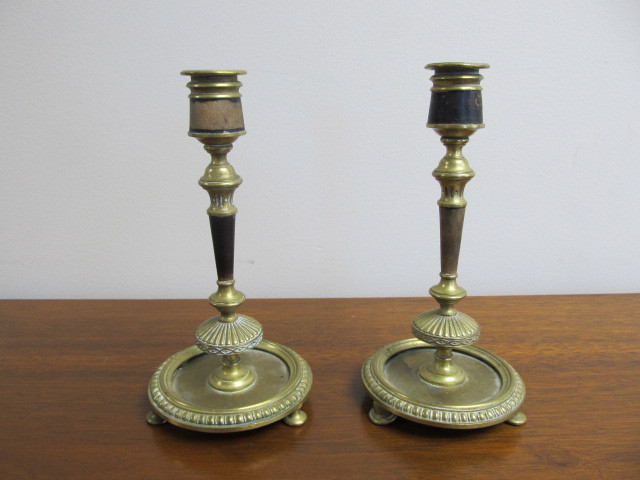 lot 62 image: Rare Antique ARMYNAVY Brass Candlesticks