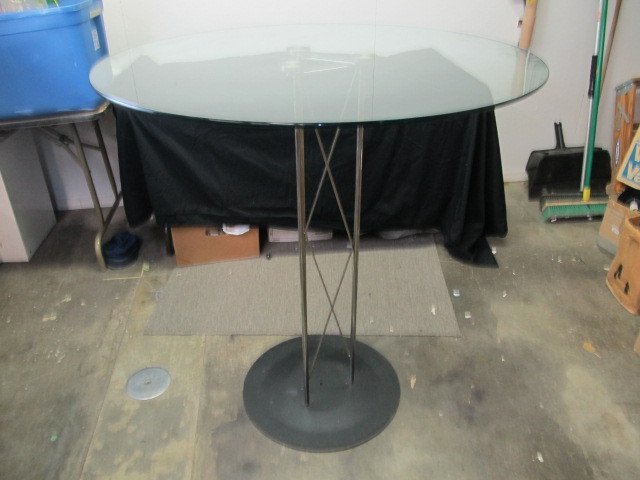 lot 94 image: Chrome Glass Top Bistro Table