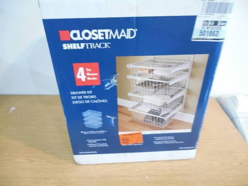 lot 96 image: ClosetMaid ShelfTrack 4-Drawer Kit in White