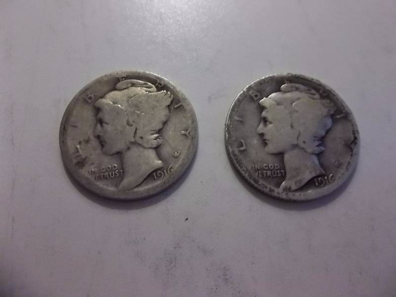 1916, 1916 S Mercury Dimes