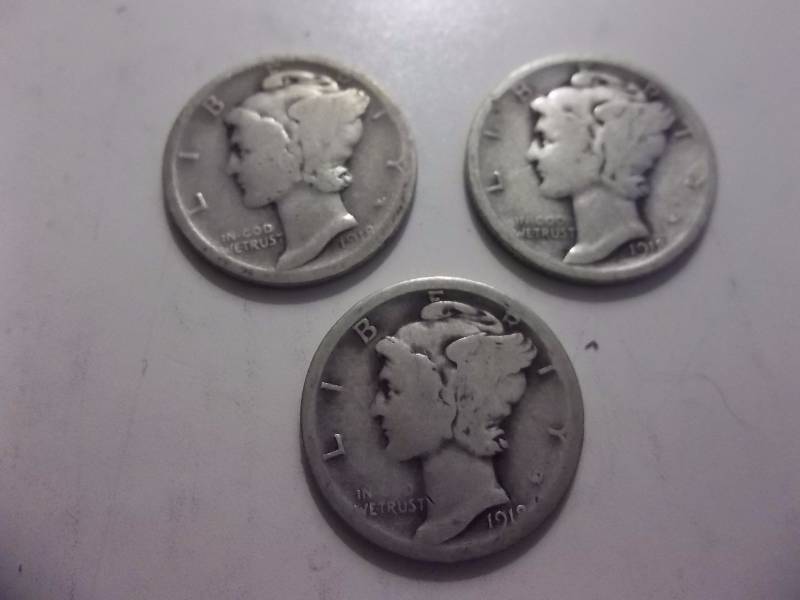 1918, 1918 S, 1918 D Mercury Dimes