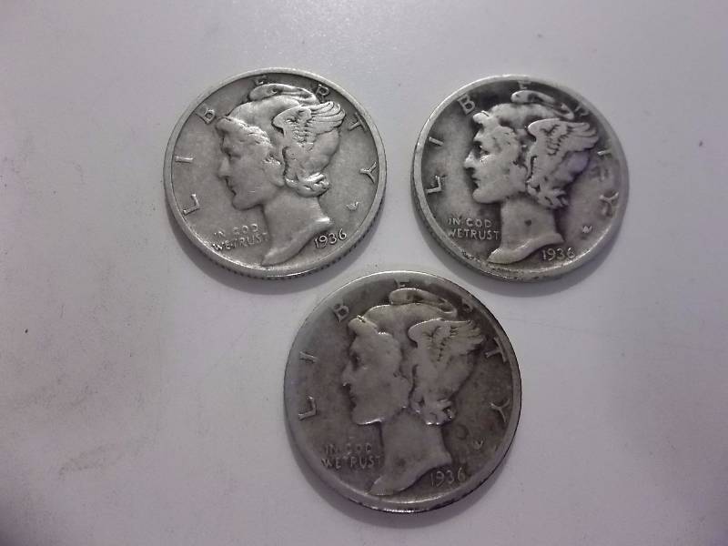 1936, 1936 D, 1936 S Mercury Dimes
