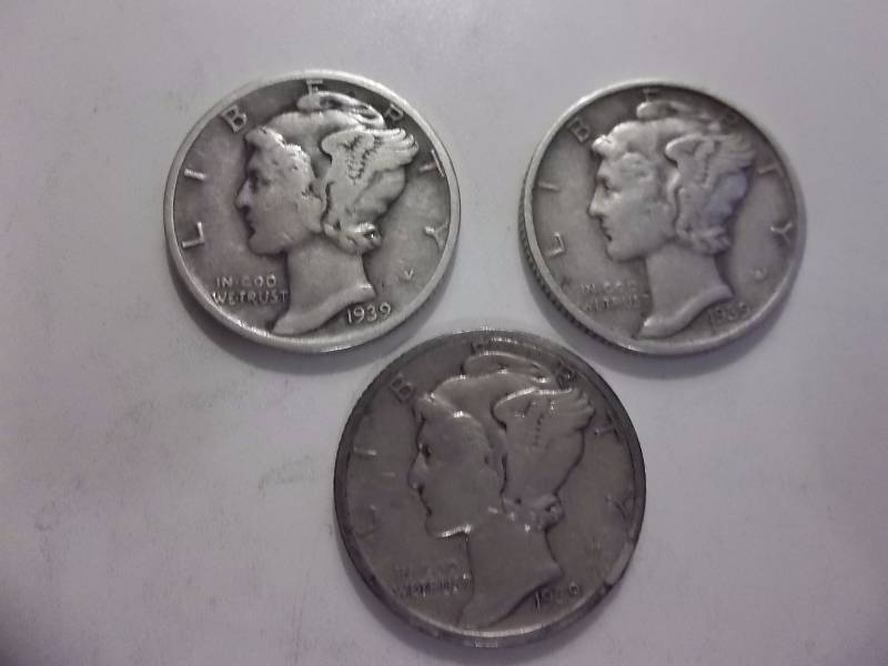 1939, 1939 D, 1939 S Mercury Dimes