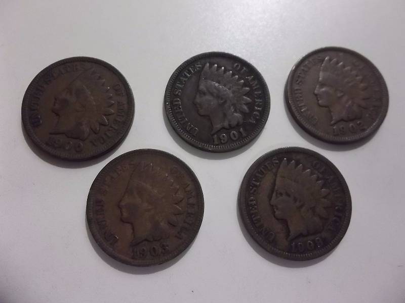 1900, 1901, 1902, 1903, 1908 Indian Head Cents Most Have Full Liberty Higher Grades