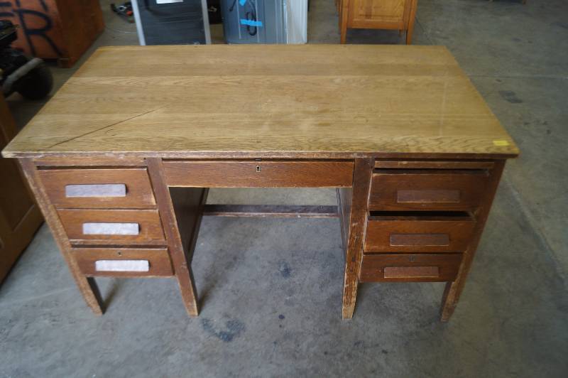 Vintage Wood Teachers Desk