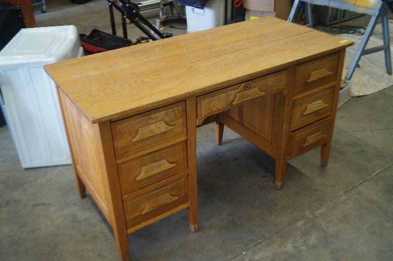 Vintage Wood Teachers Desk