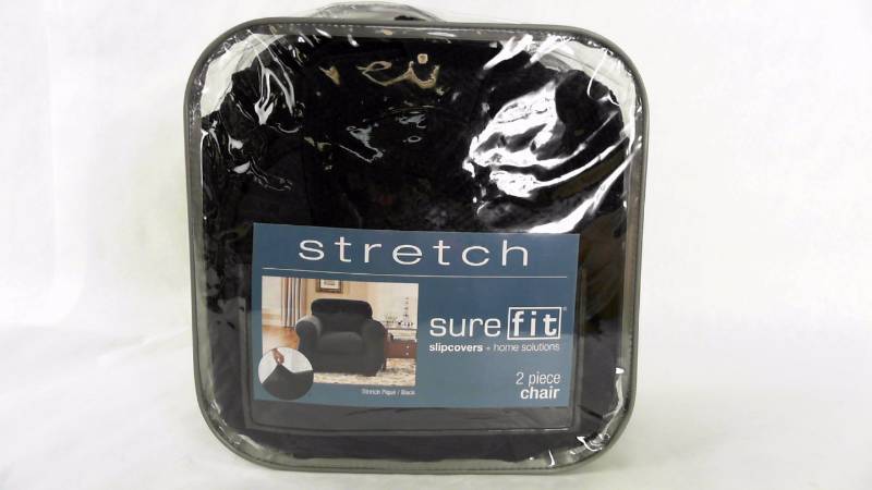 lot 1605 image: Stretch Pique 2-pc Chair Cover Black