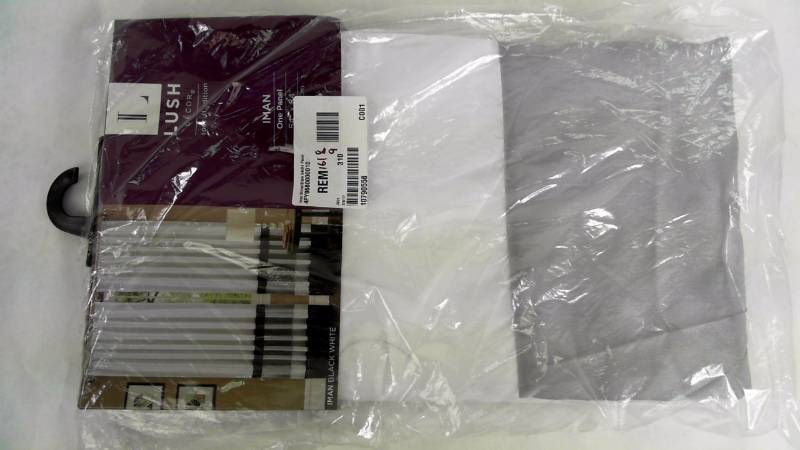 lot 1618 image: Iman White  Black 54x84 Panel Curtains