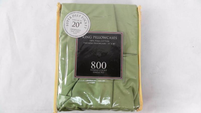 lot 1520 image: 800 Thread Count King Pillow C Sage King Size Sheet Set