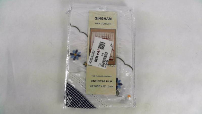 lot 1599 image: GINGHAM 60 X 38 PAIR OF KITC Blue