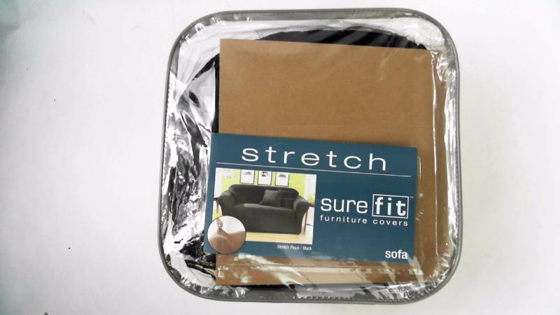 lot 1606 image: Stretch Pique Sofa  Couch Slip Cover 1-pc Black