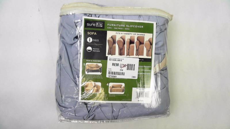 lot 1622 image: Sure Fit Corded Canvas Sofa  Coach Blue Slip Cover