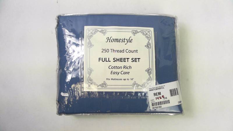 lot 1488 image: Home Styles Solid Cotton-Rich Percale Sheets  Sheet Set - Denim Full Size