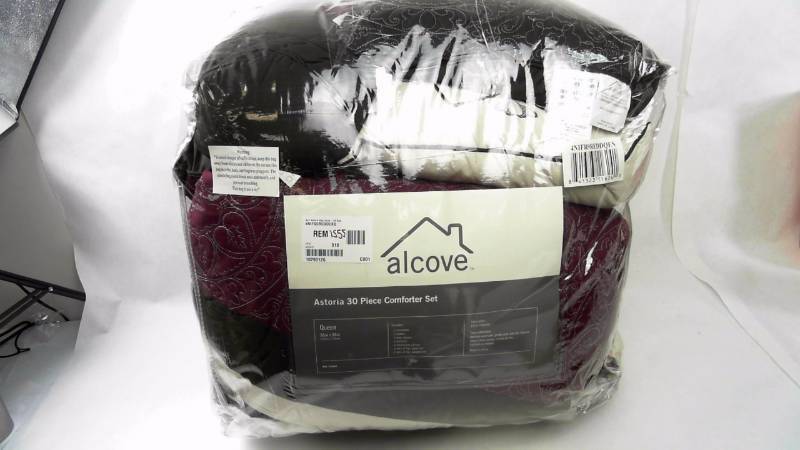lot 1555 image: Alcove Astoria 30-Pc. Bedroom Super Set Chocolate Brown  Red -&nbspCalifornia King Size