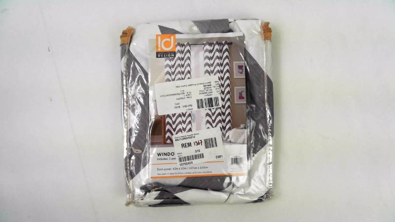 lot 1567 image: Gemini Chevron Polyester Gromm Gray Curtain