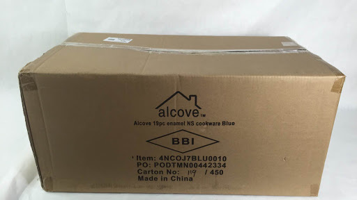 lot 1824 image: Alcove 19pc Enamel Nonstick Enamel-Coated Aluminum Cookware Set - Blue 