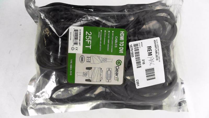 lot 1956 image: GearIt HDMIDVI Video Cable 25 ft. - Black