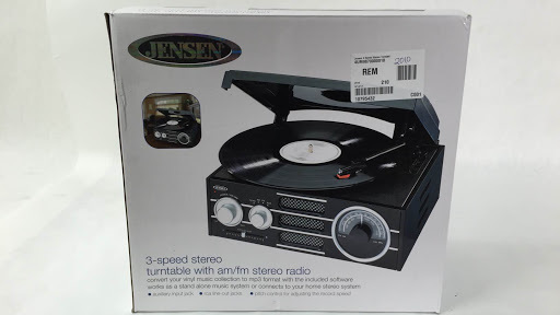lot 2010 image: Jensen 3 Speed Stereo Turntable Speaker with AM  FM