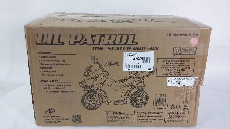 lot 2054 image: Kid Motoz Lil Patrol Pink 6V Motorcycle Ride-On - Pink  Purple 