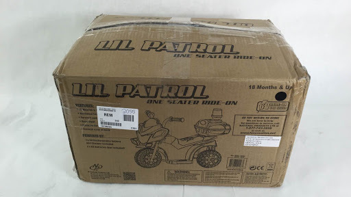 lot 2055 image: Kid Motorz 6V Lil Patrol Motorcycle Ride-On - Black  White 