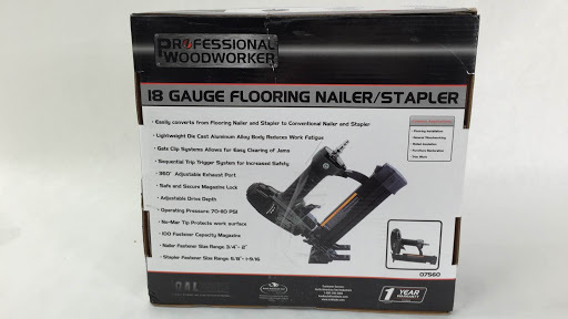 lot 2084 image: Professional Woodworker 18 Gauge 4 in 1 Pneumatic Flooring Nailer  Stapler