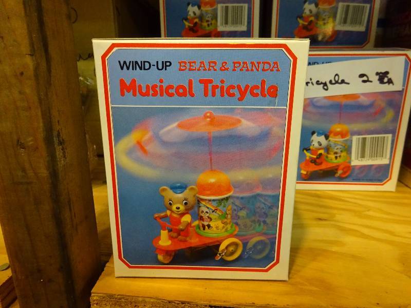 15 musical tricycles, 3 musical elephants, 20 3-way tumble sets, 4 rescue squads