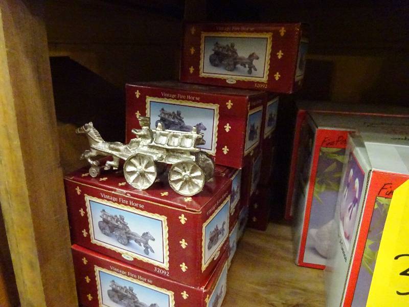 vintage fire horse, porcelain bisque geese, 24 MN mugs