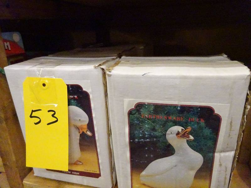 ceramic ducks, 30 ceramic lighthouses, casedz highway hauler, case soft baseballs, case telephone helmet banks