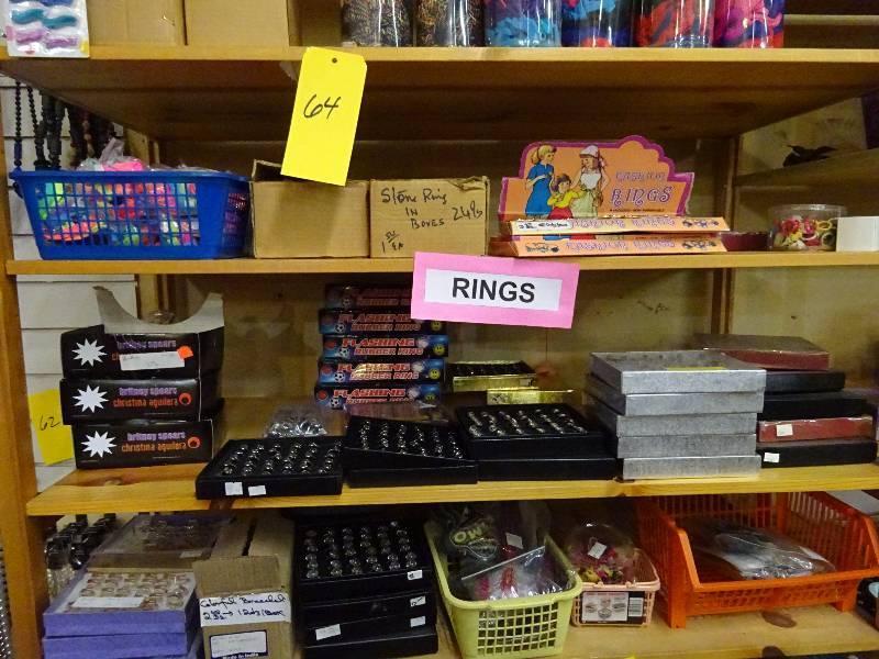 4 shelves of rings and things