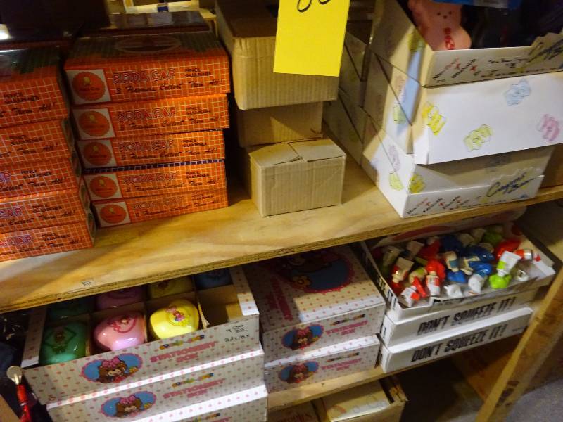 29 Cases Pencil Sharpeners, 7 Cases Crayons Bear, 9 Cases Stationary Box, 8 Cases Dont Squeeze It, Case Magnetic Name Plates, Large Post Cards, Case Helmut Clocks